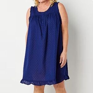 NWT Women's 3X Viking Blue Dot Adonna Lightweight Nightgown